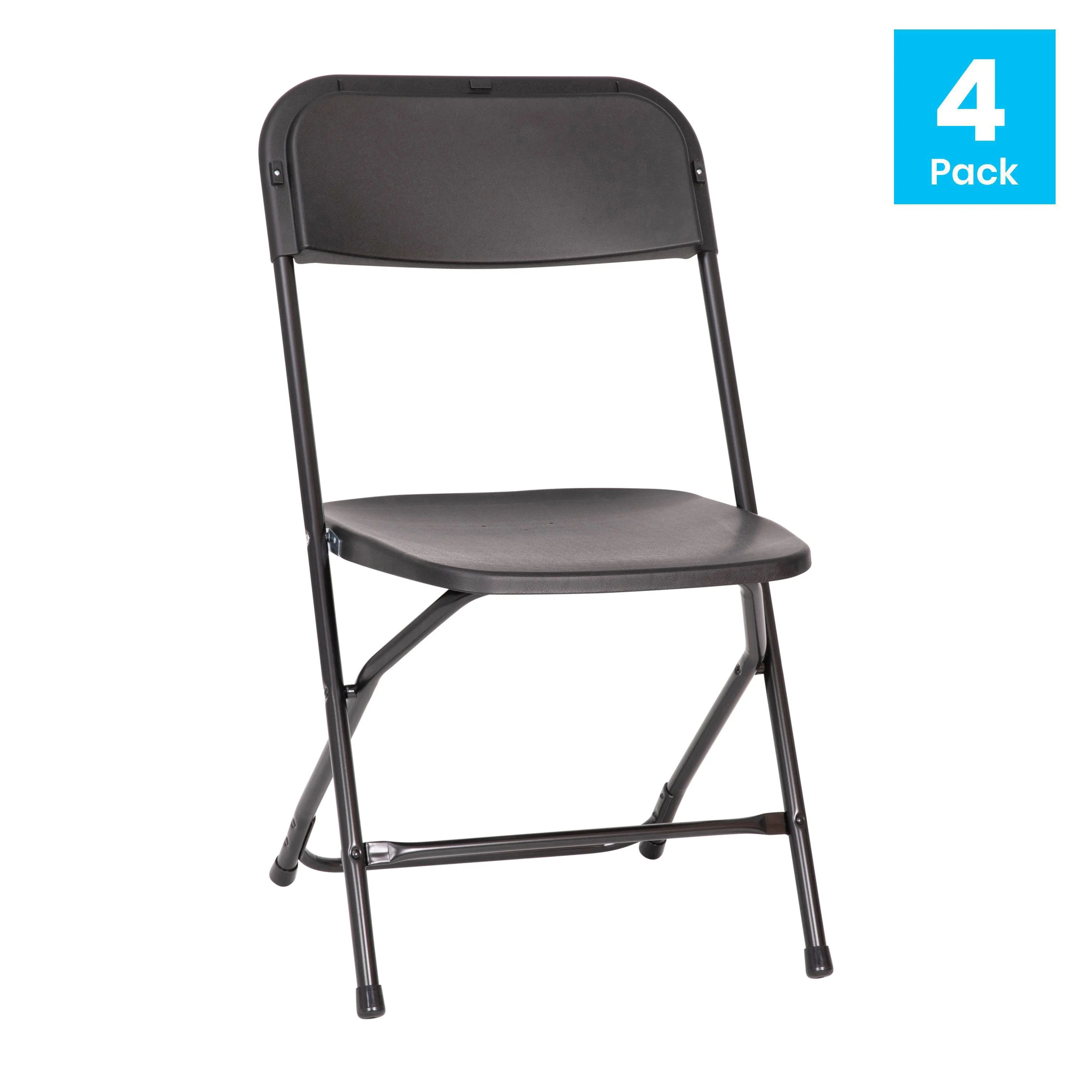 Hercules Big and Tall Commercial Folding Chair - Extra Wide 650LB. Capacity - Durable Plastic - Black, 4-Pack