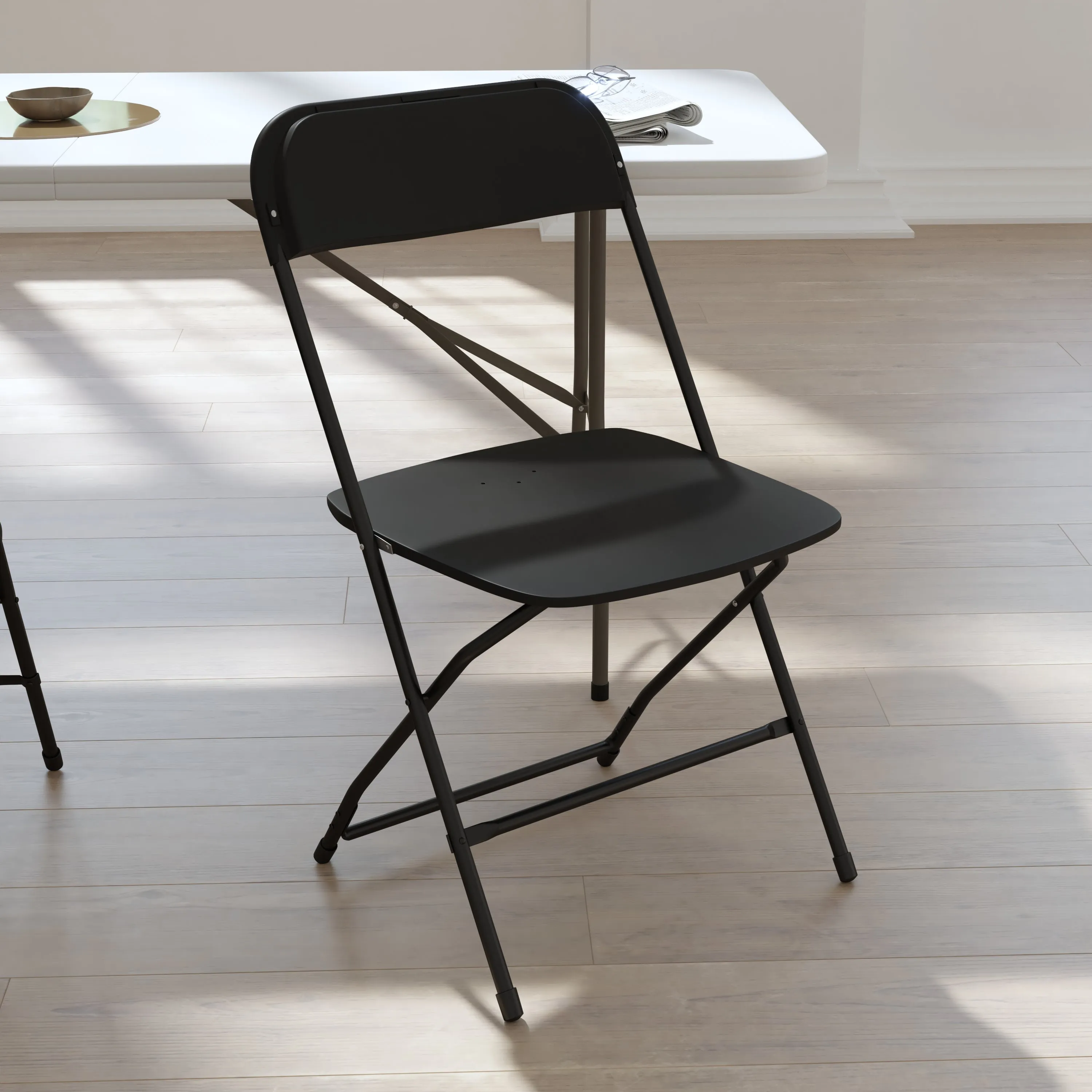 Hercules Big and Tall Commercial Folding Chair - Extra Wide 650LB. Capacity - Durable Plastic - Black, 4-Pack