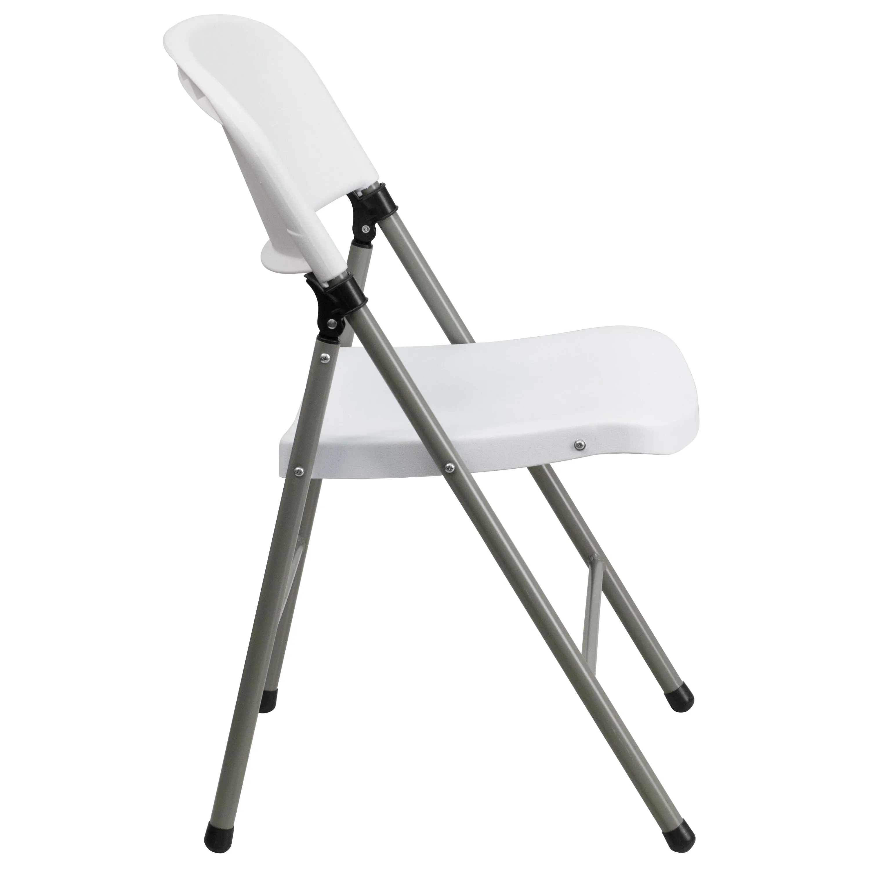 HERCULES Series White Plastic Folding Chairs | Set of 2 Lightweight Folding Chairs with Gray Frame