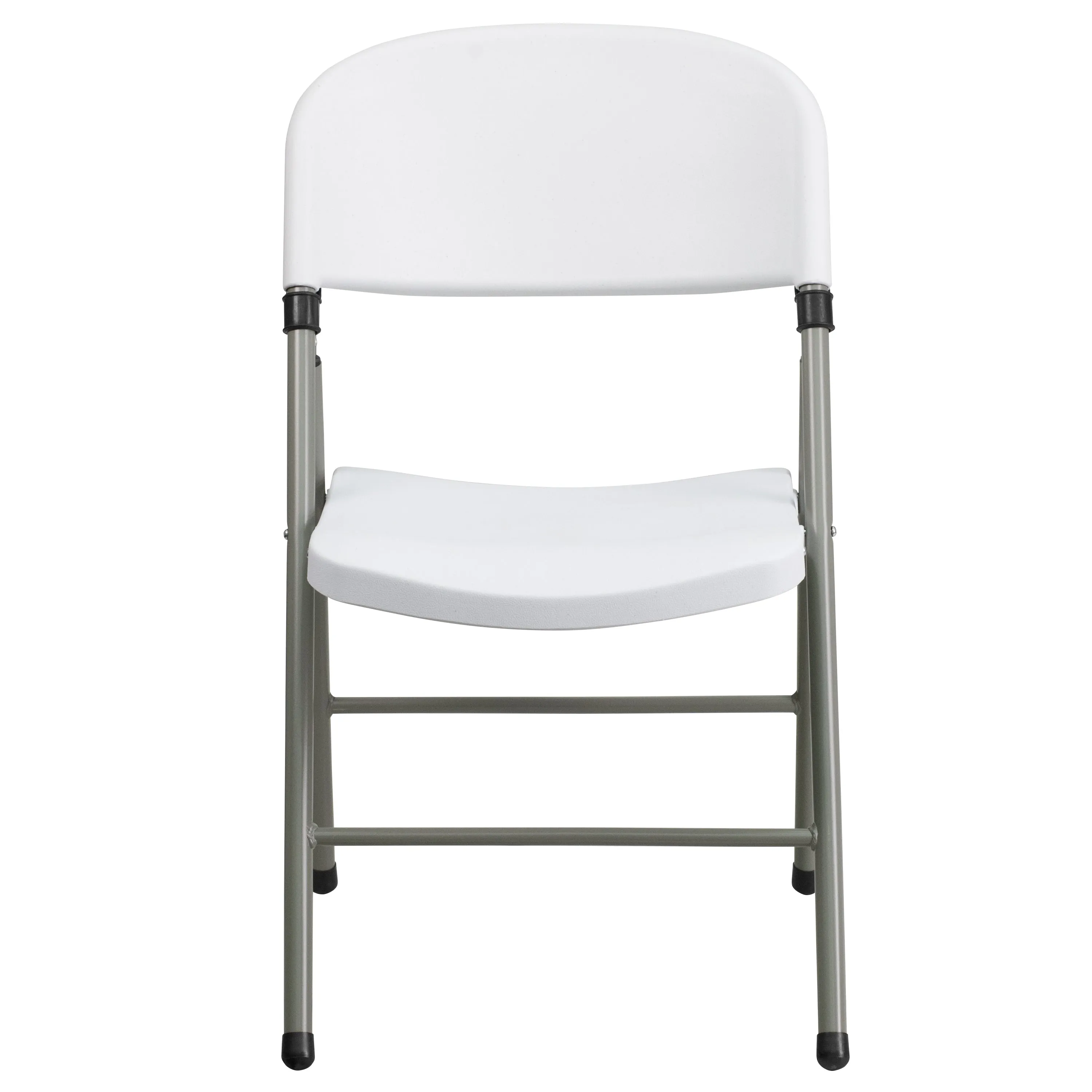 HERCULES Series White Plastic Folding Chairs | Set of 2 Lightweight Folding Chairs with Gray Frame
