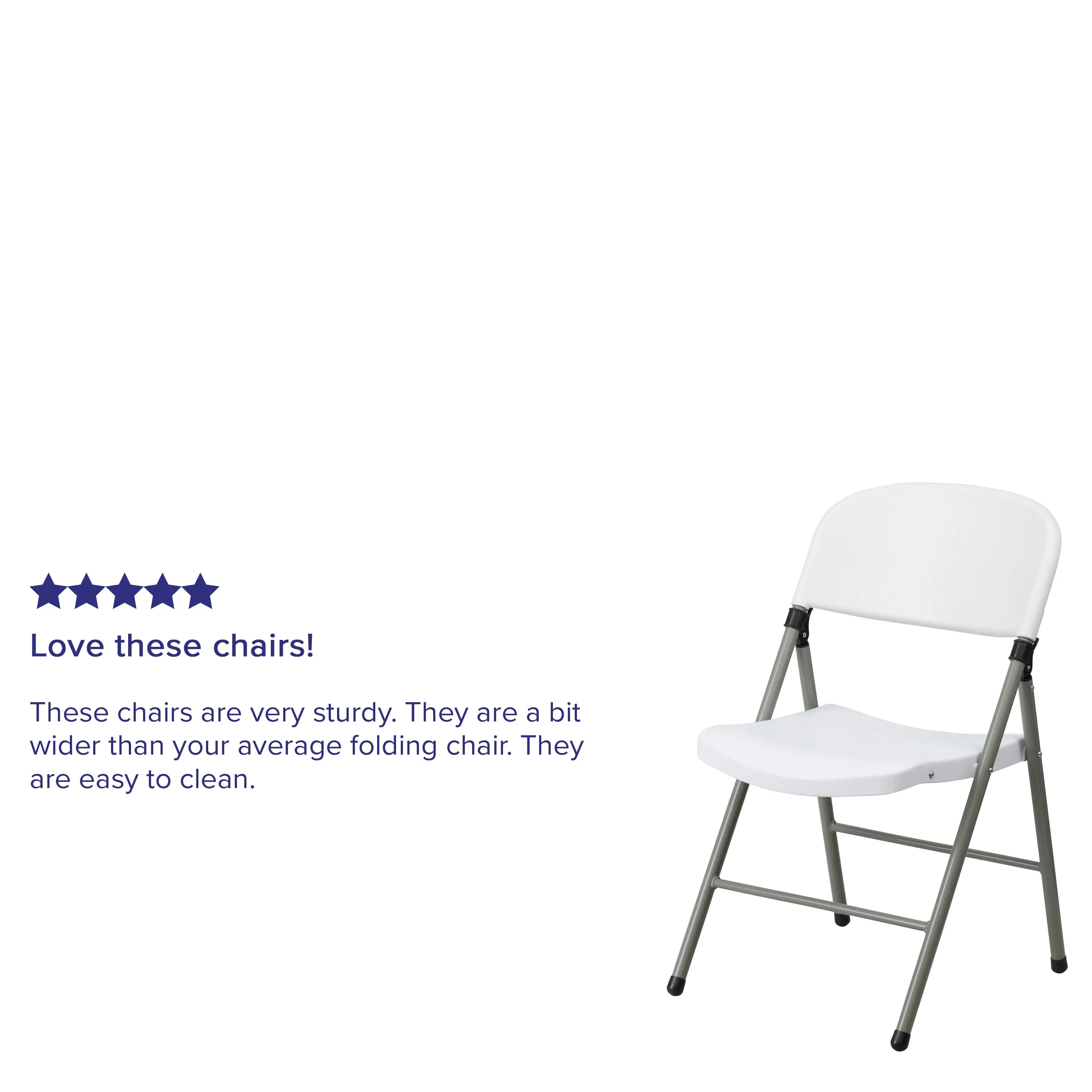 HERCULES Series White Plastic Folding Chairs | Set of 2 Lightweight Folding Chairs with Gray Frame