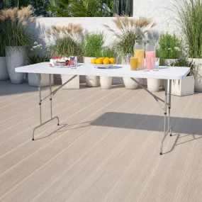 Kathryn 6-Foot Height Adjustable Granite White Plastic Folding Table