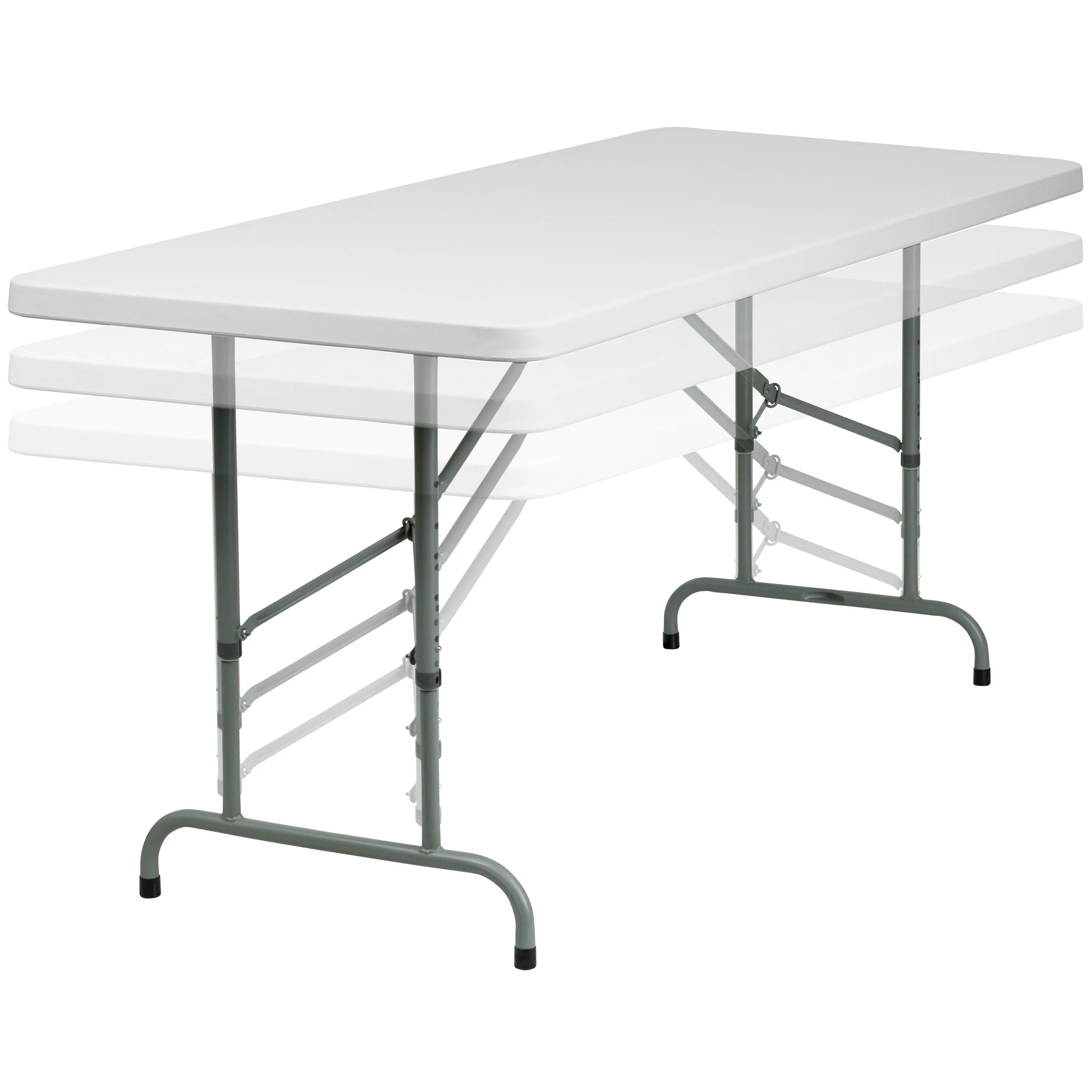 Kathryn 6-Foot Height Adjustable Granite White Plastic Folding Table