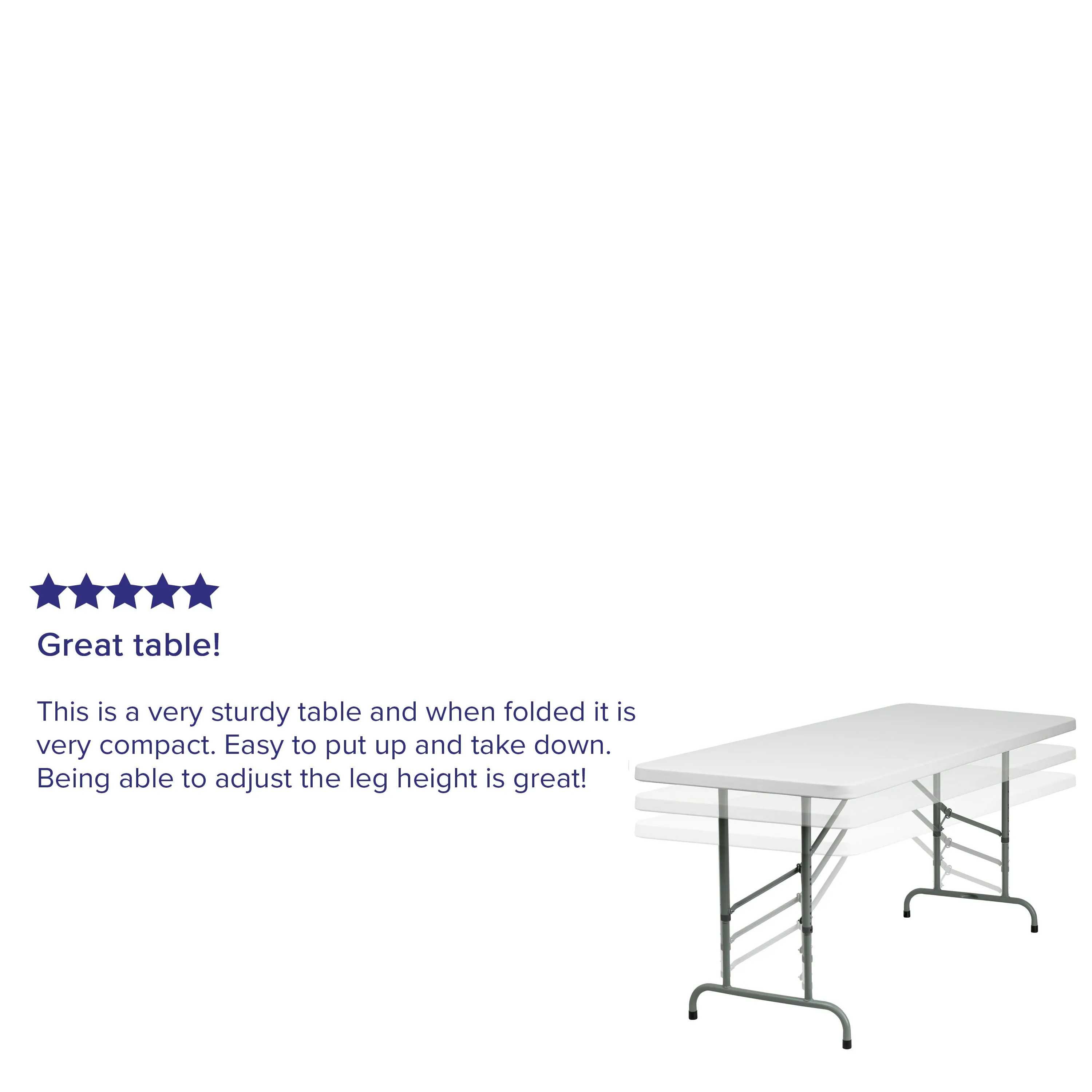 Kathryn 6-Foot Height Adjustable Granite White Plastic Folding Table