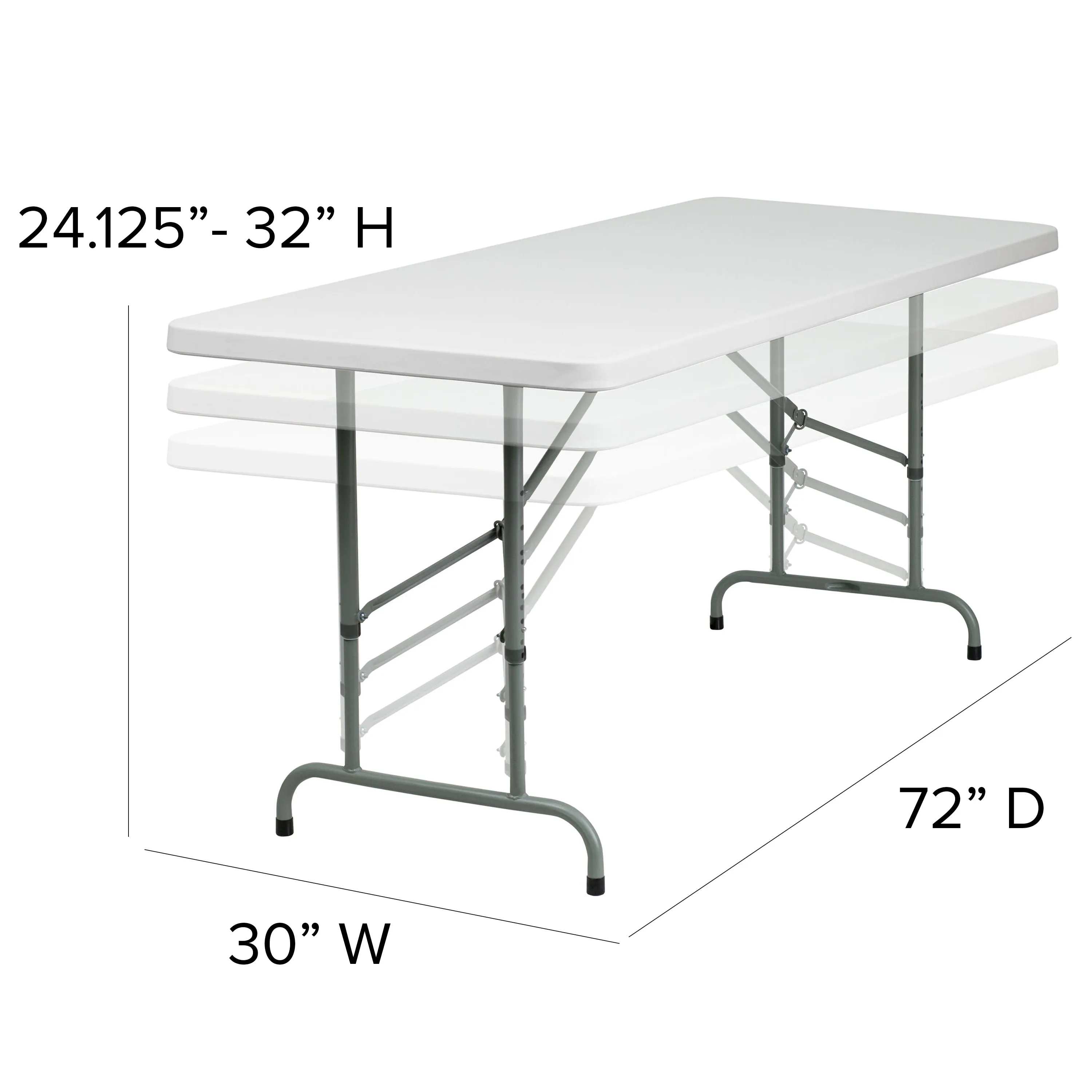 Kathryn 6-Foot Height Adjustable Granite White Plastic Folding Table