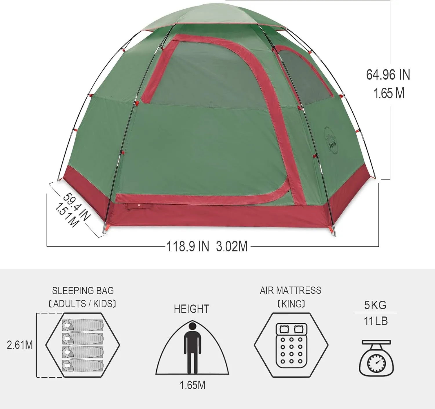 KAZOO Outdoor Camping Tent 2/4 Person Waterproof Camping Tents
