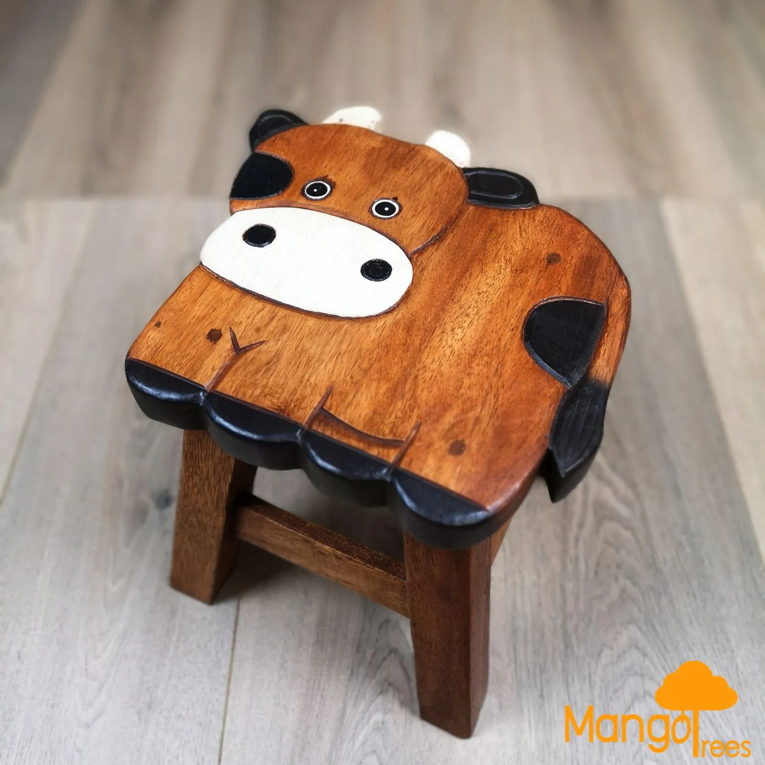 Kids Chair Wooden Stool Animal COW Theme Children’s Chair and Toddlers Stepping Stool.