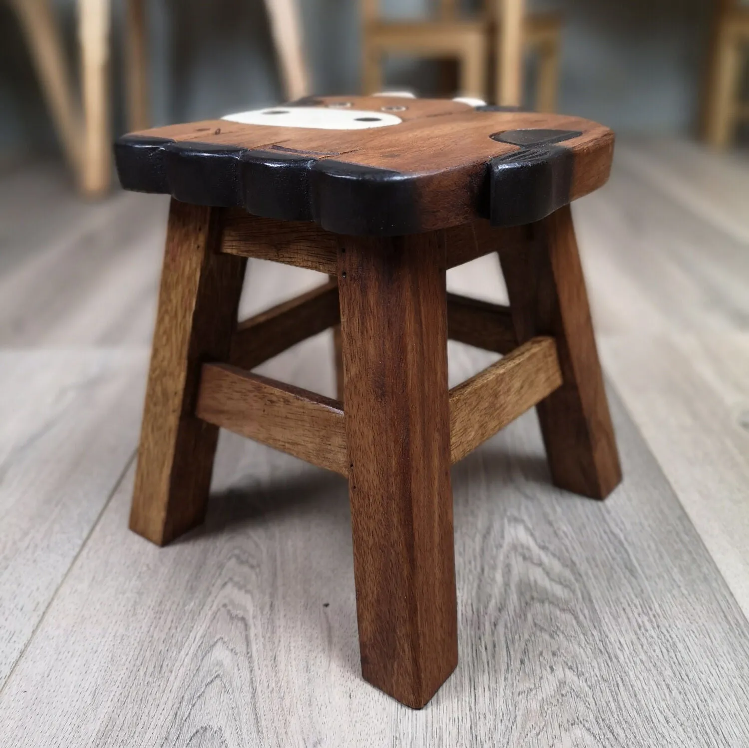 Kids Chair Wooden Stool Animal COW Theme Children’s Chair and Toddlers Stepping Stool.