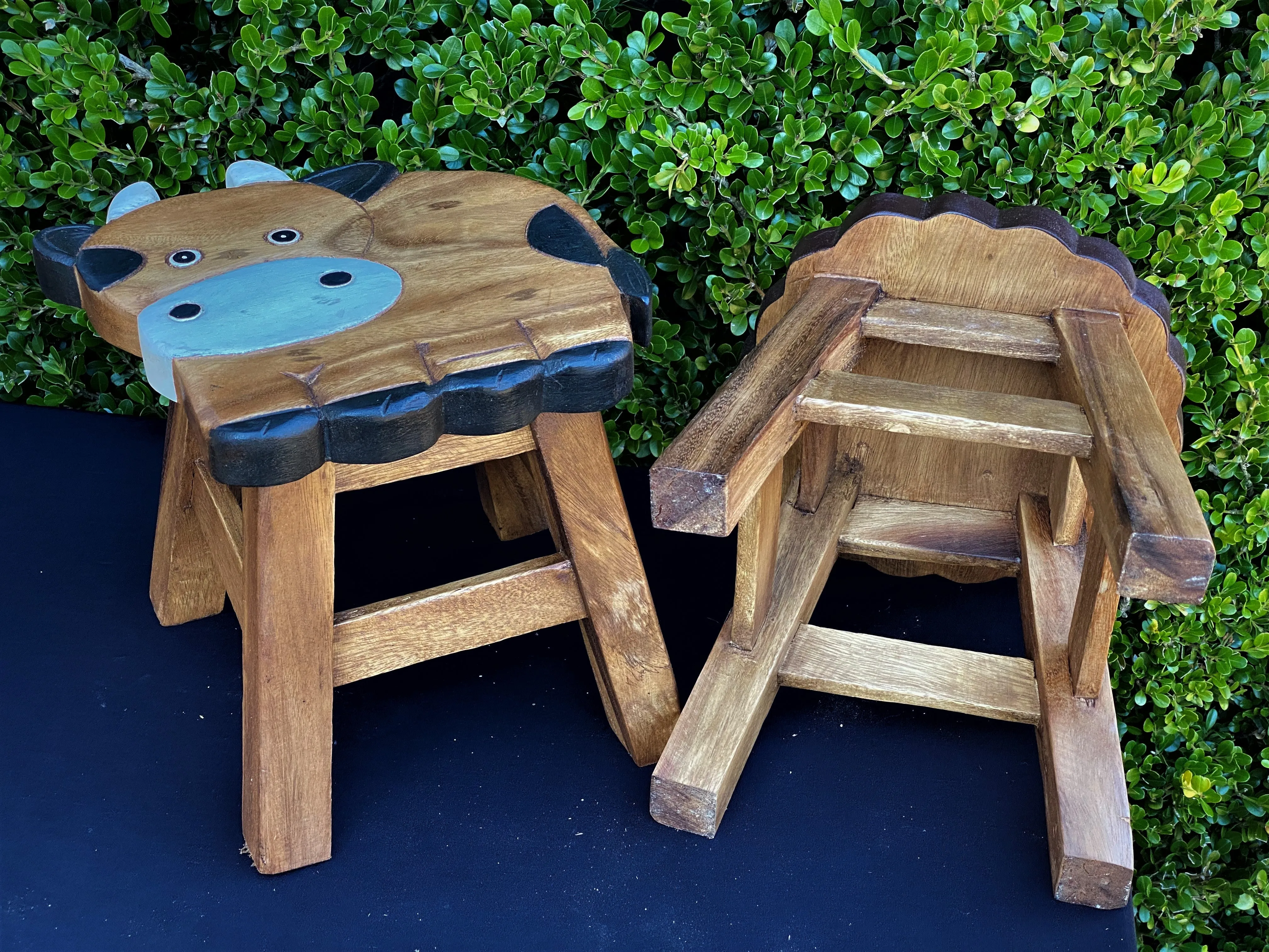 Kids Chair Wooden Stool Animal COW Theme Children’s Chair and Toddlers Stepping Stool.