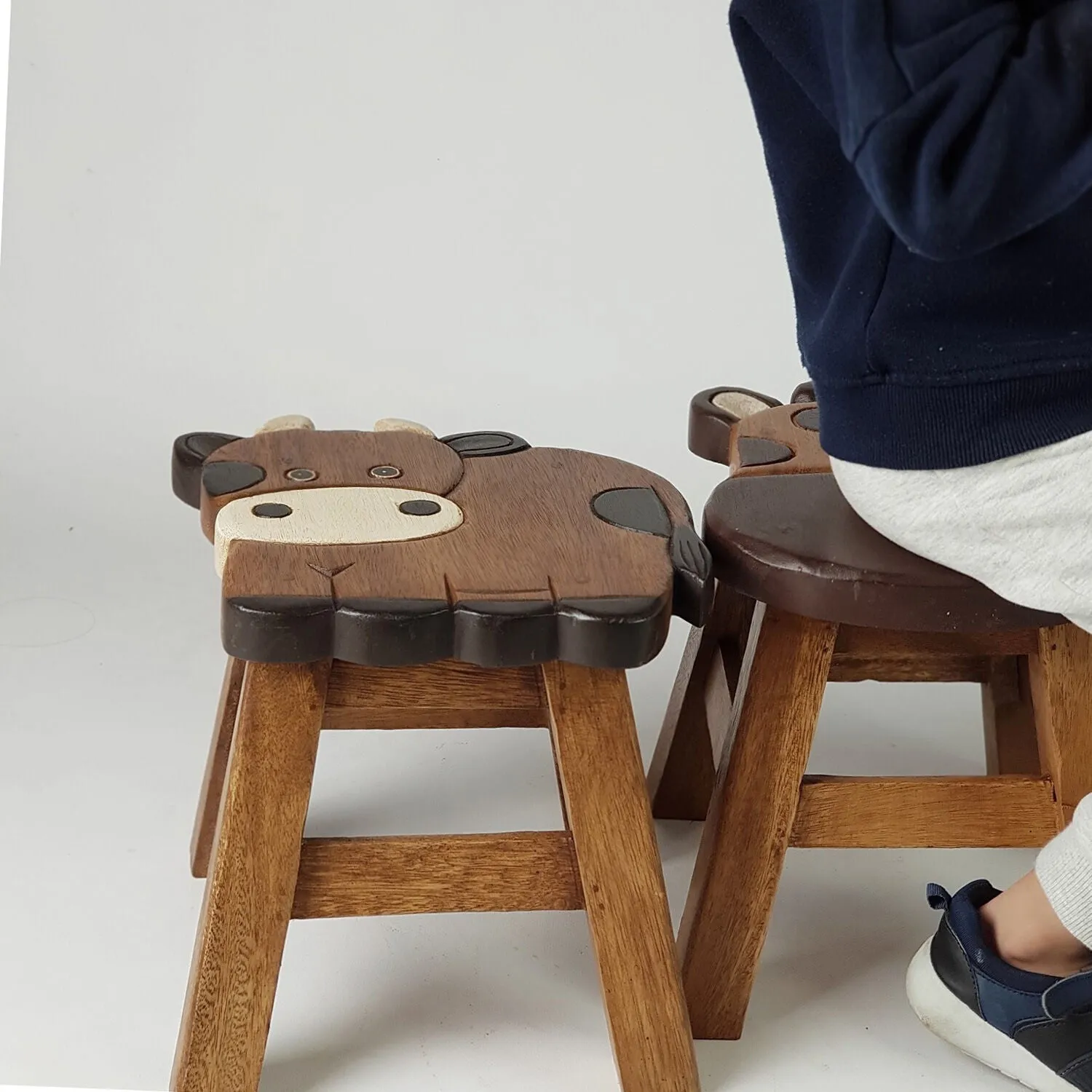 Kids Chair Wooden Stool Animal COW Theme Children’s Chair and Toddlers Stepping Stool.