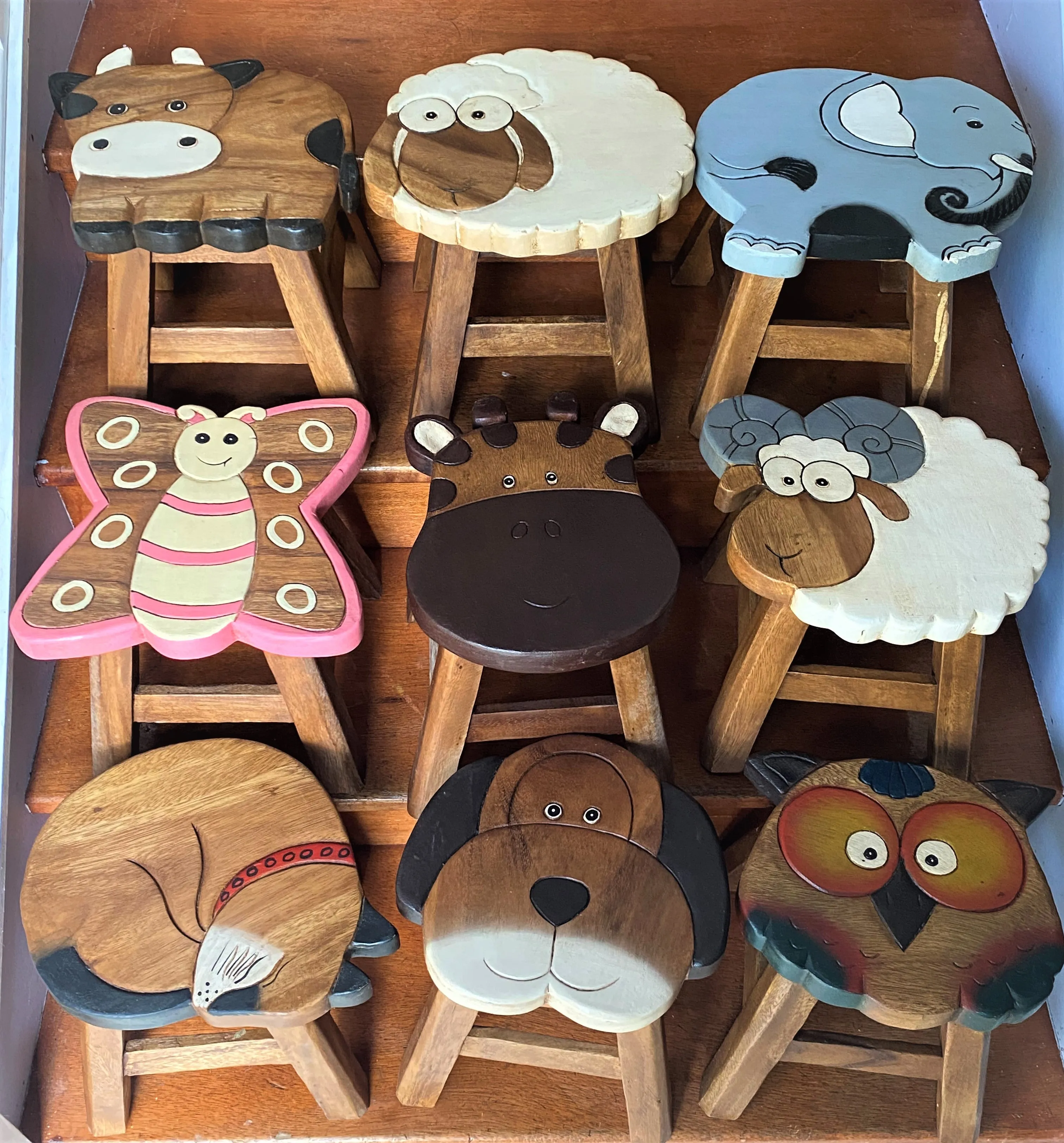 Kids Chair Wooden Stool Animal RAM GOAT Theme Children’s Chair and Toddlers Stepping Stool.