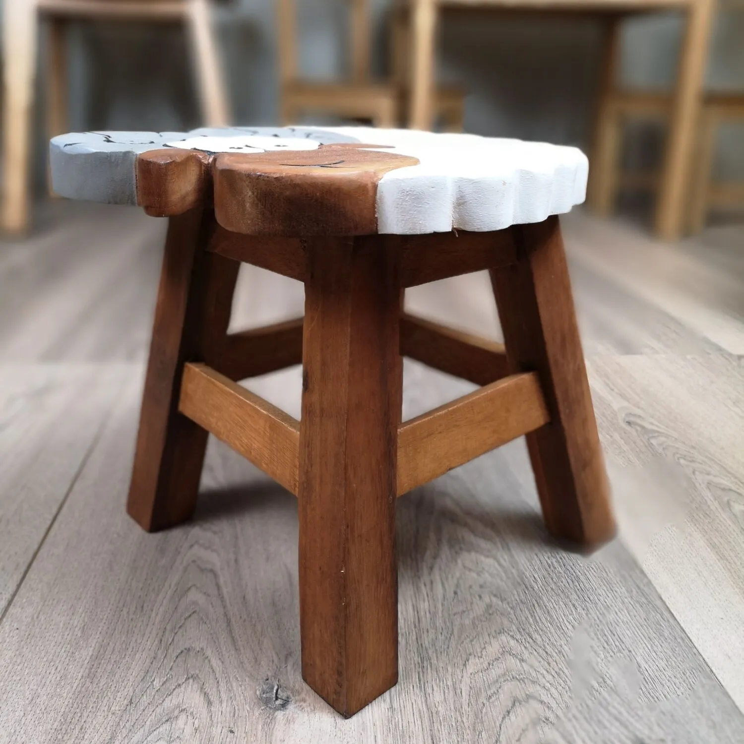 Kids Chair Wooden Stool Animal RAM GOAT Theme Children’s Chair and Toddlers Stepping Stool.