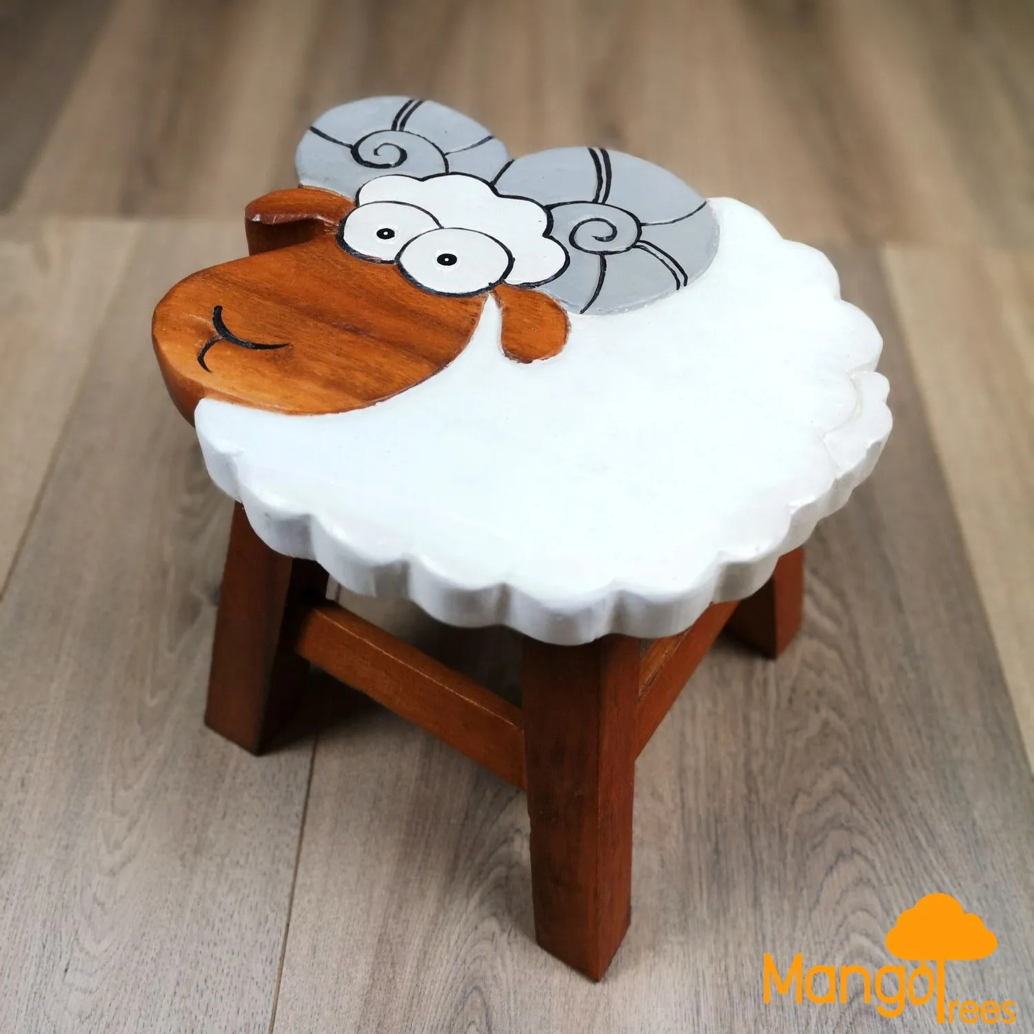 Kids Chair Wooden Stool Animal RAM GOAT Theme Children’s Chair and Toddlers Stepping Stool.