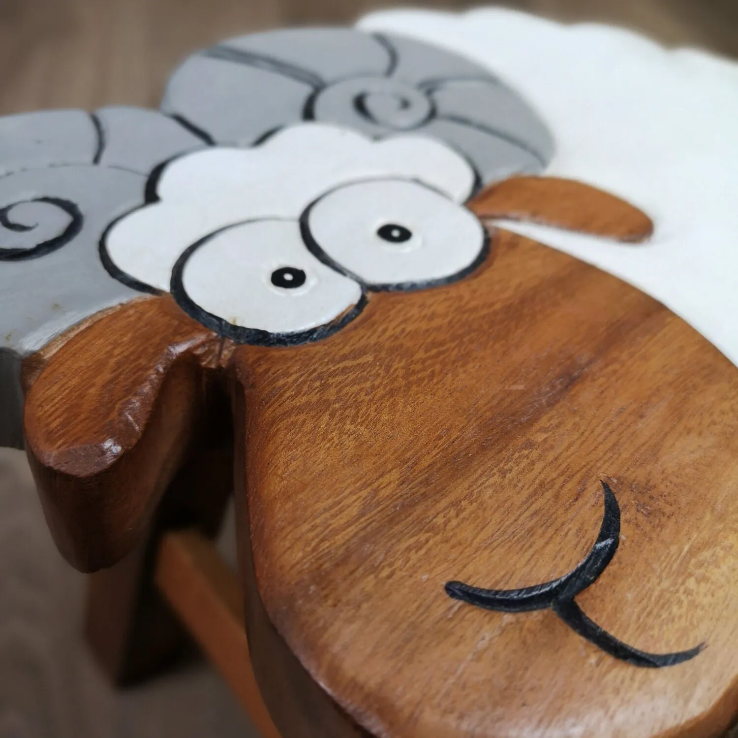 Kids Chair Wooden Stool Animal RAM GOAT Theme Children’s Chair and Toddlers Stepping Stool.