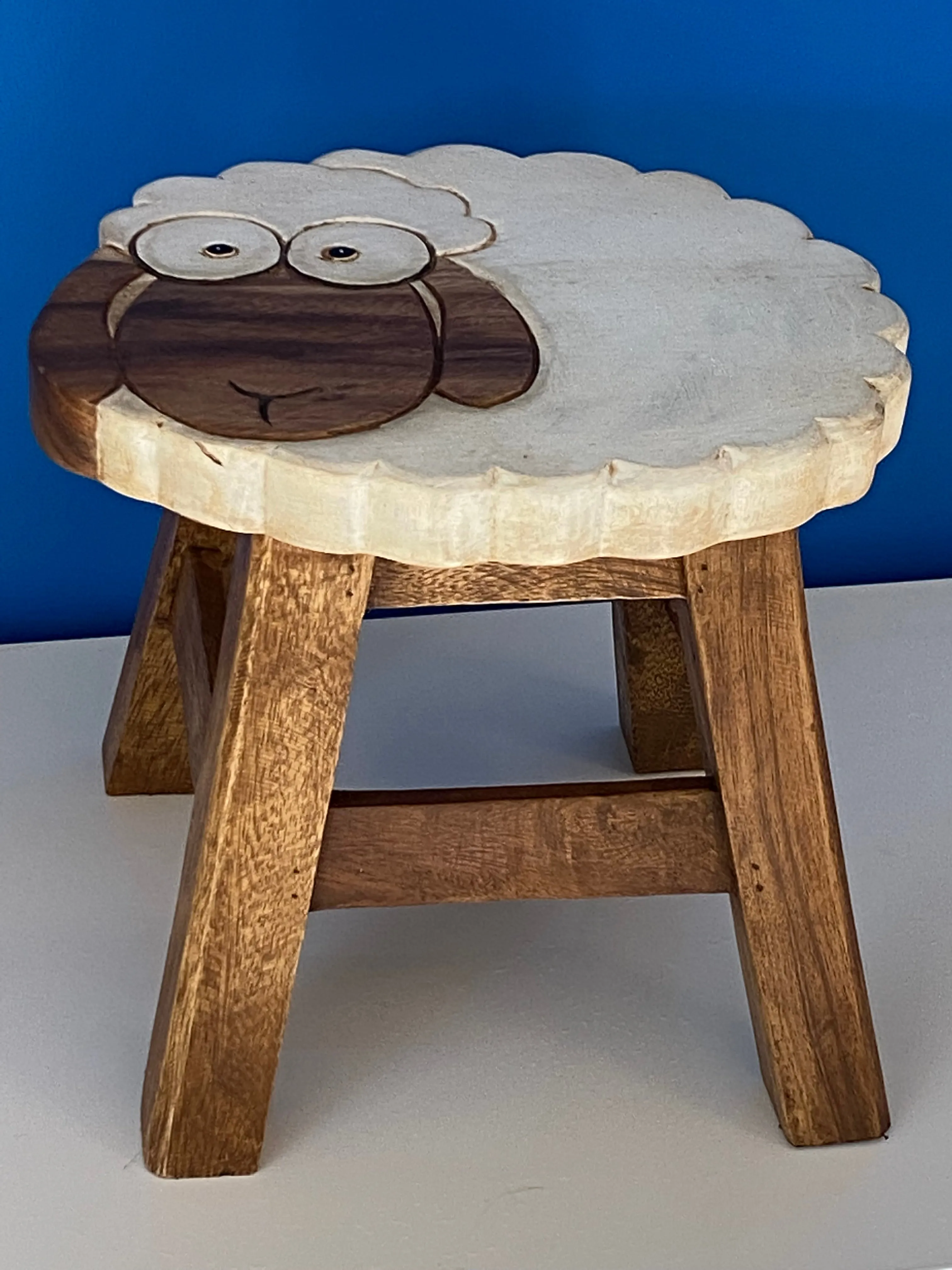Kids Chair Wooden Stool Animal SHEEP Theme Children’s Chair and Toddlers Stepping Stool..