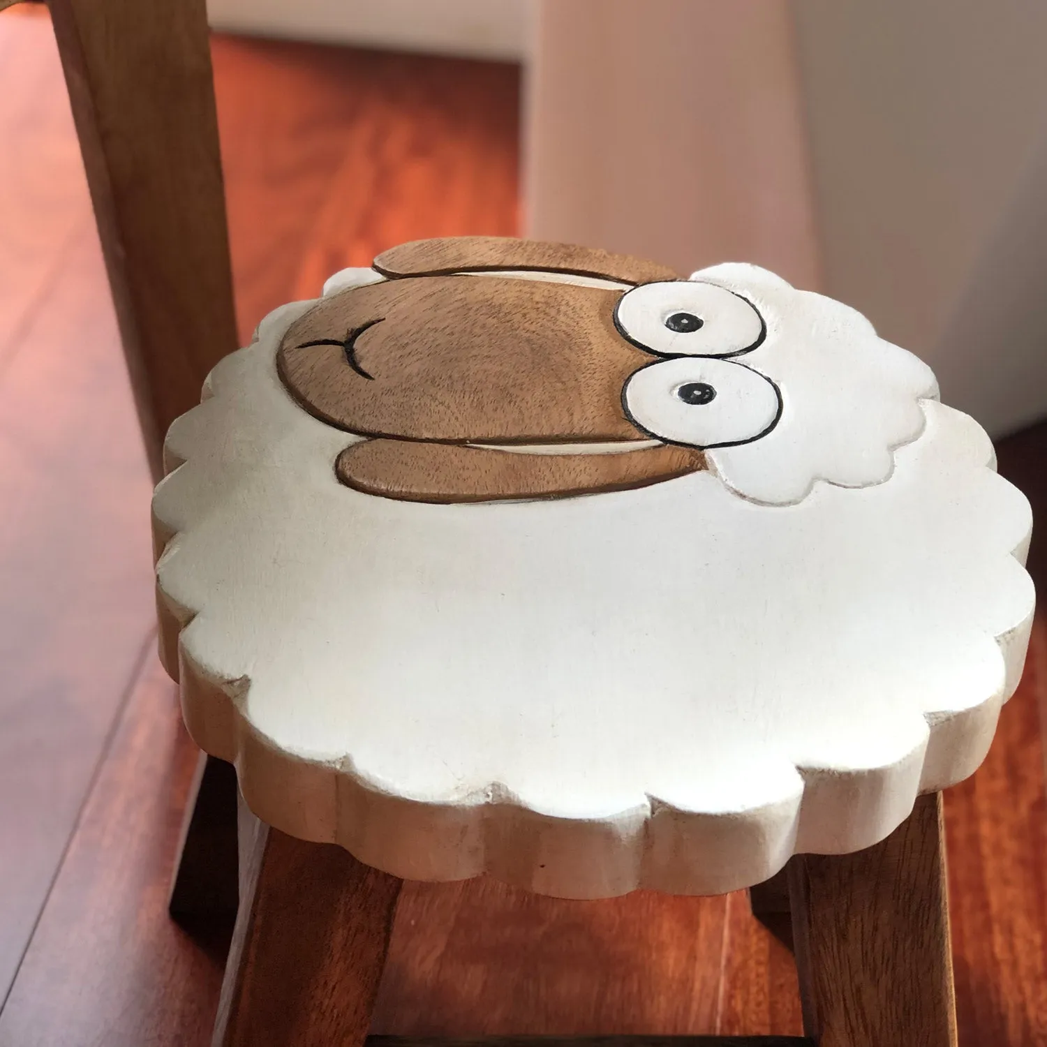 Kids Chair Wooden Stool Animal SHEEP Theme Children’s Chair and Toddlers Stepping Stool..