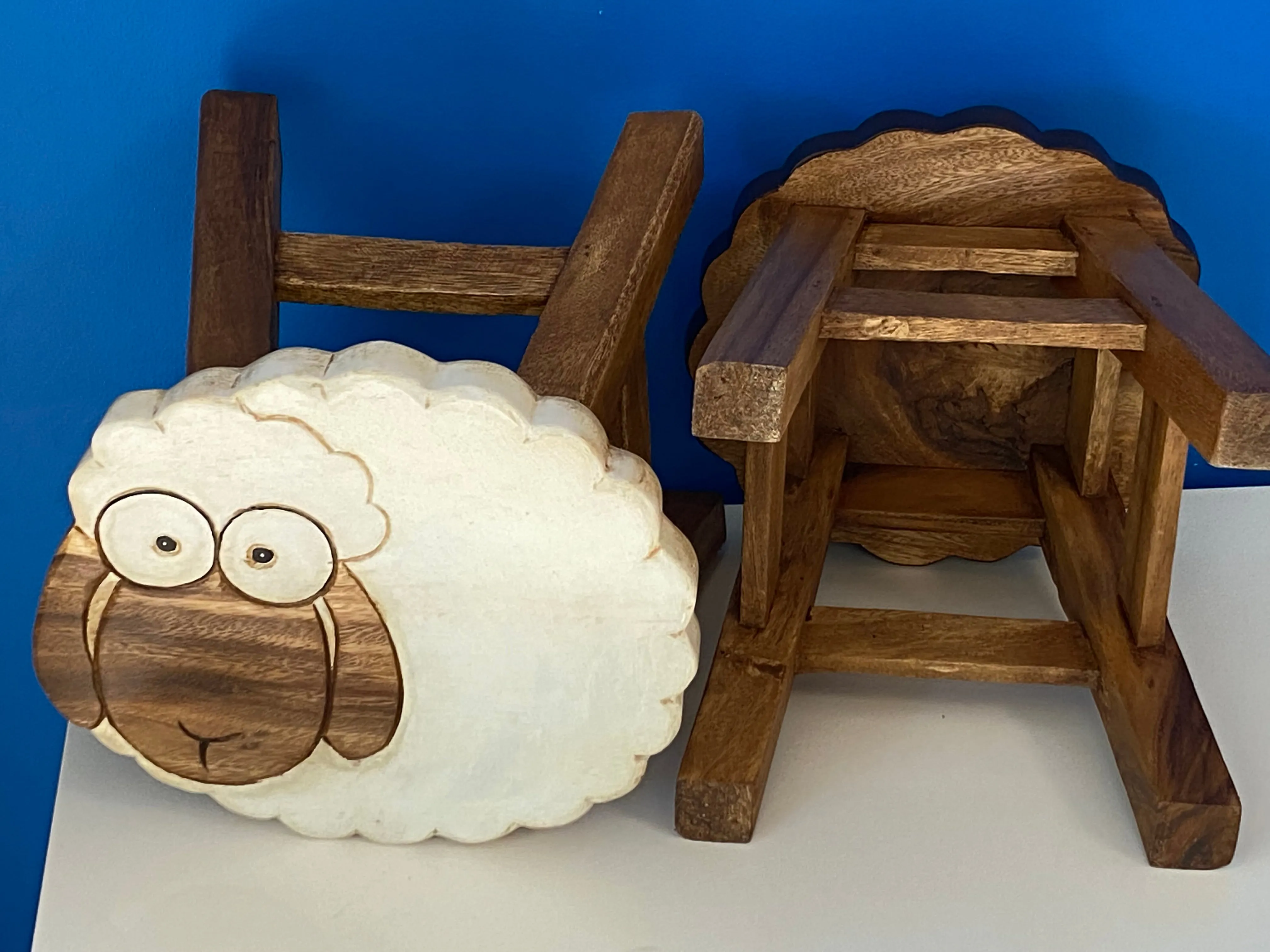Kids Chair Wooden Stool Animal SHEEP Theme Children’s Chair and Toddlers Stepping Stool..