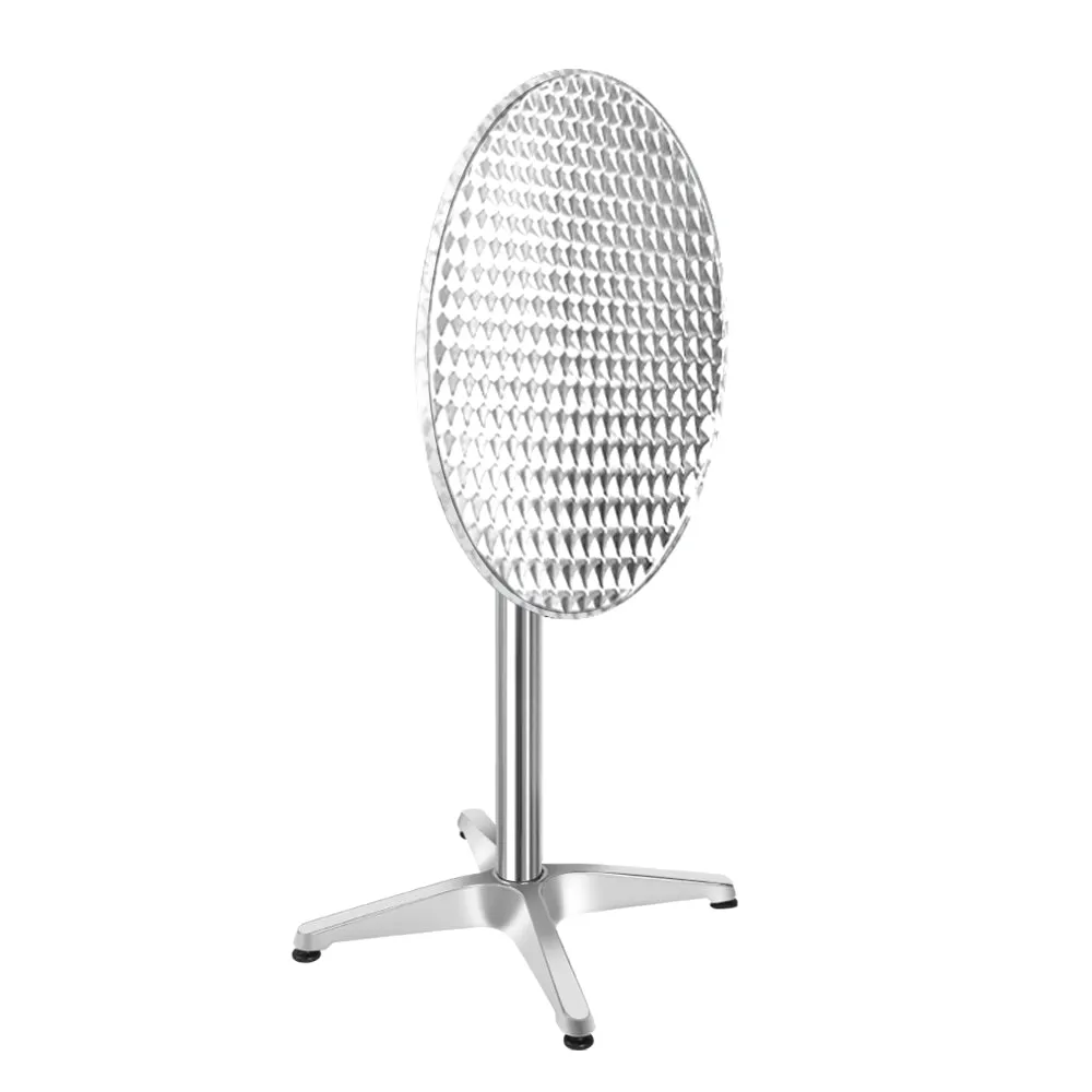 Marco Set of 4 Outdoor Bar Table Furniture Adjustable Aluminium Cafe Table Round - Silver