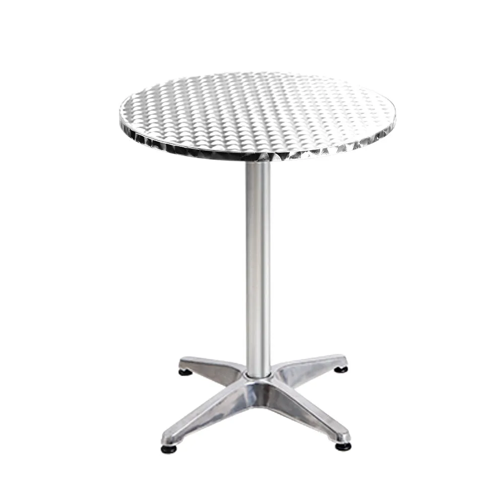 Marco Set of 4 Outdoor Bar Table Furniture Adjustable Aluminium Cafe Table Round - Silver