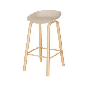 Modern Nordic High Bar Stool With Steel Legs Light Brown