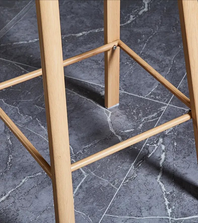 Modern Nordic High Bar Stool With Steel Legs Light Brown