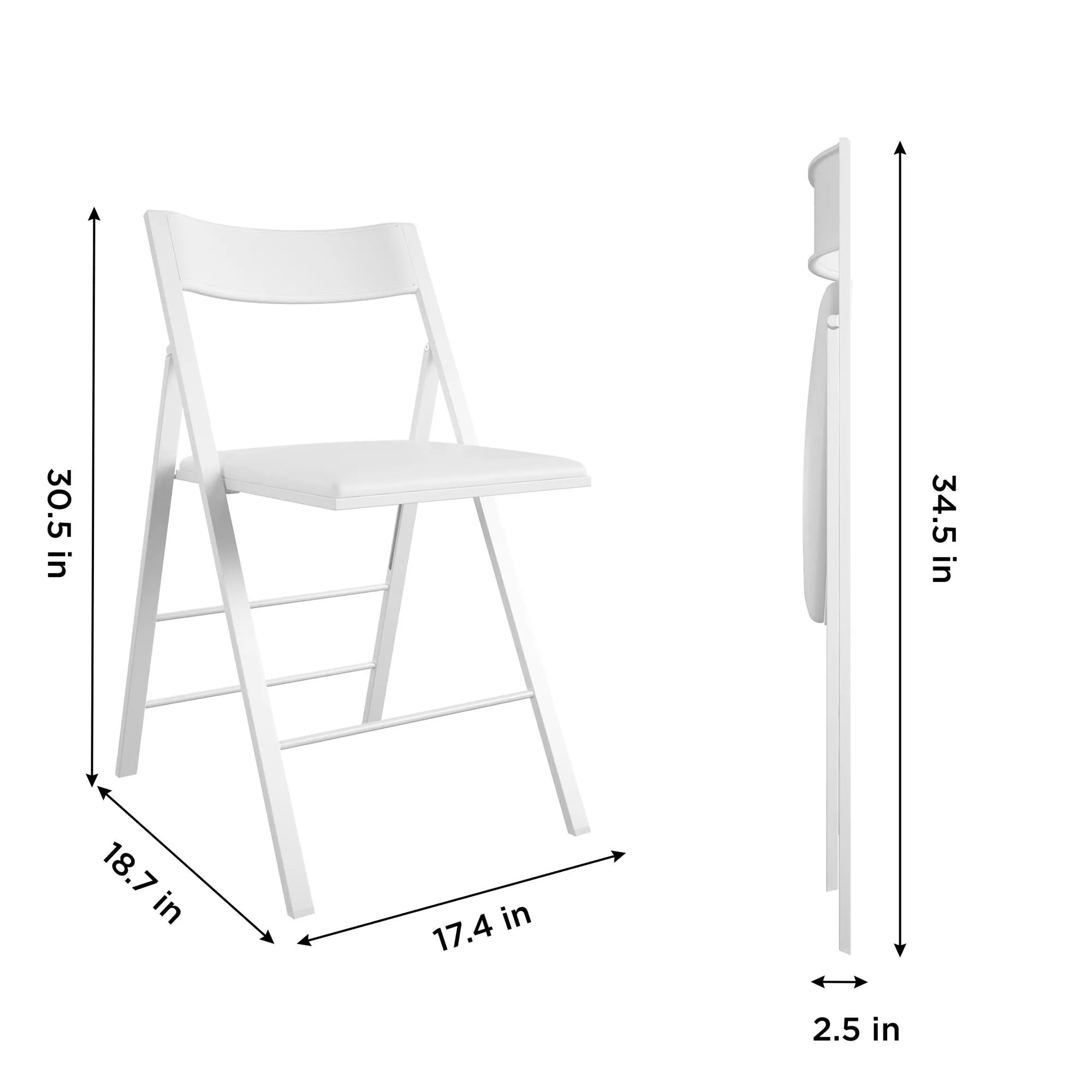 Modern Slim Line Vinyl Padded Folding Chairs, Set of 2