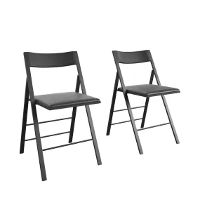 Modern Slim Line Vinyl Padded Folding Chairs, Set of 2