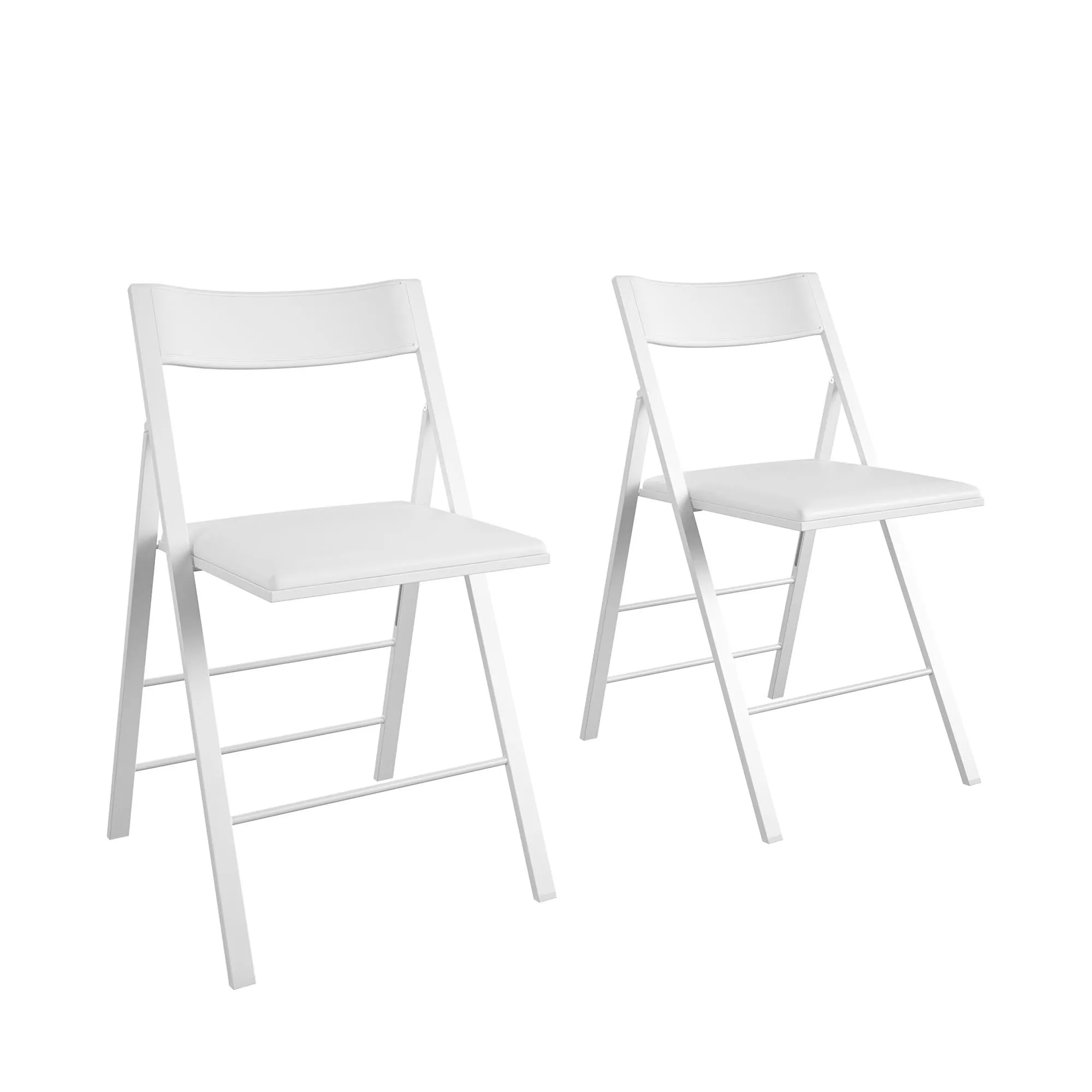 Modern Slim Line Vinyl Padded Folding Chairs, Set of 2