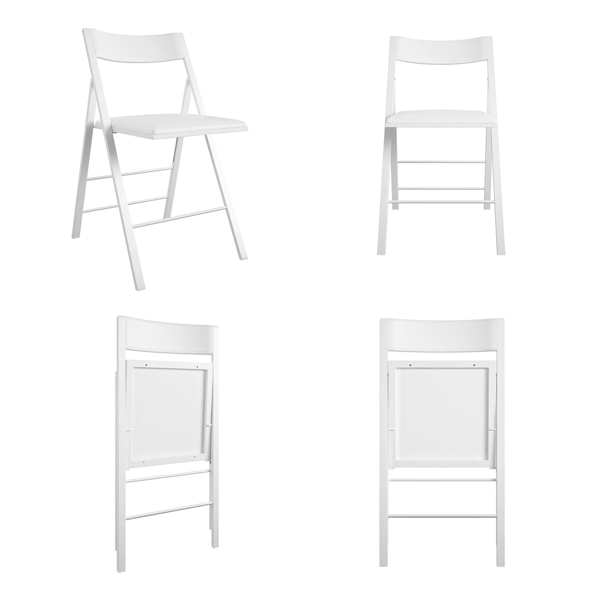 Modern Slim Line Vinyl Padded Folding Chairs, Set of 2