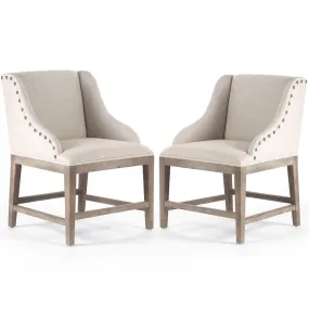 Nail Studded Linen Cafe Chairs