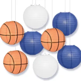 New Jersey College Basketball 14-inch Paper Lanterns 8pc Combo Party Pack - Dark Blue, White