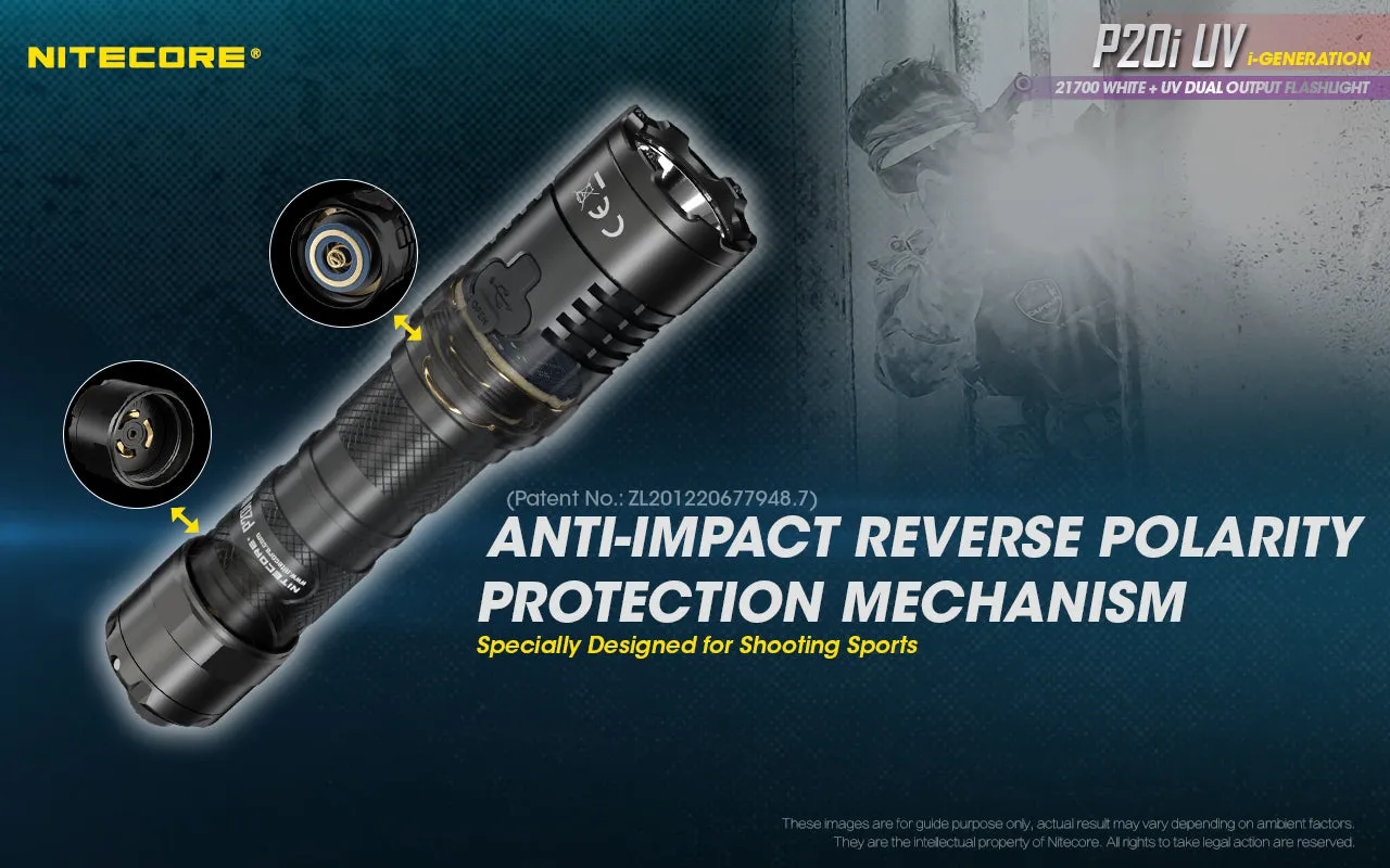 NITECORE 1800 LUMENS RECHARGEABLE FLASHLIGHT W/ UV LIGHT (P20I UV)