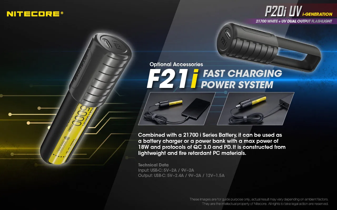 NITECORE 1800 LUMENS RECHARGEABLE FLASHLIGHT W/ UV LIGHT (P20I UV)