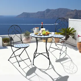 NNECW 3-Piece Floral Bistro Set with Round Table and 2 Folding Chairs