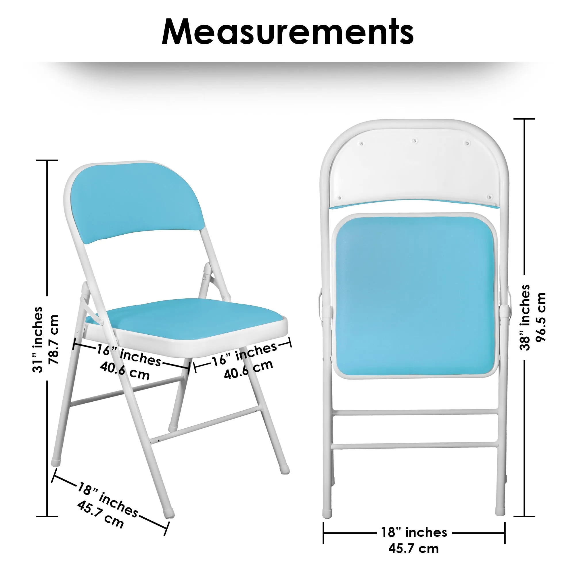 Padded Sky Blue Metal Cafe /Kitchen/ Garden and Outdoor Folding Chair