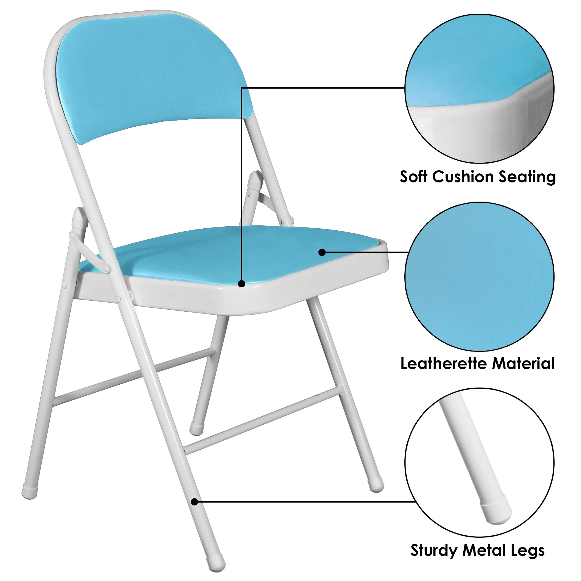 Padded Sky Blue Metal Cafe /Kitchen/ Garden and Outdoor Folding Chair