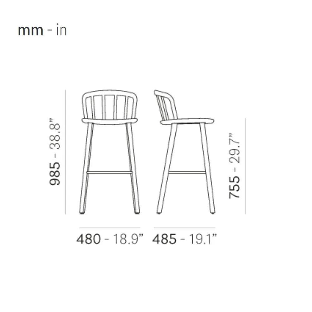 Pedrali Nym 2839 stool in solid ash wood
