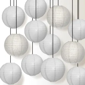 Premium 12-Piece Stone Gray Paper Lantern Party Pack Set