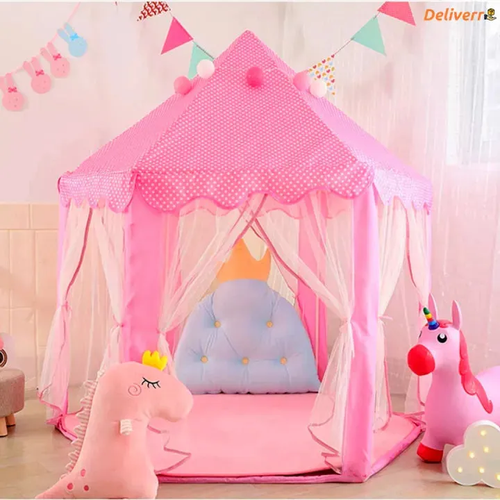 Princess Castle Play Tent House With Fairy Lights