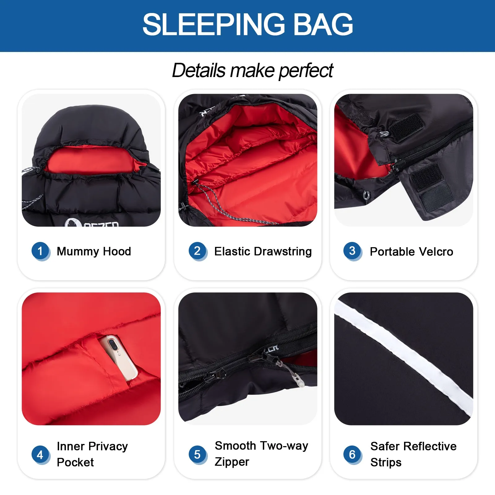 QEZER Rectangular Down Sleeping Bag（QDE-800）