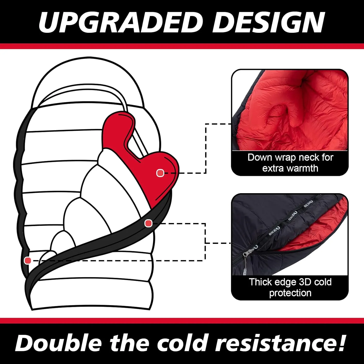 QEZER Winter Down Sleeping Bag 660FP -12℃ (QDM-1000H)