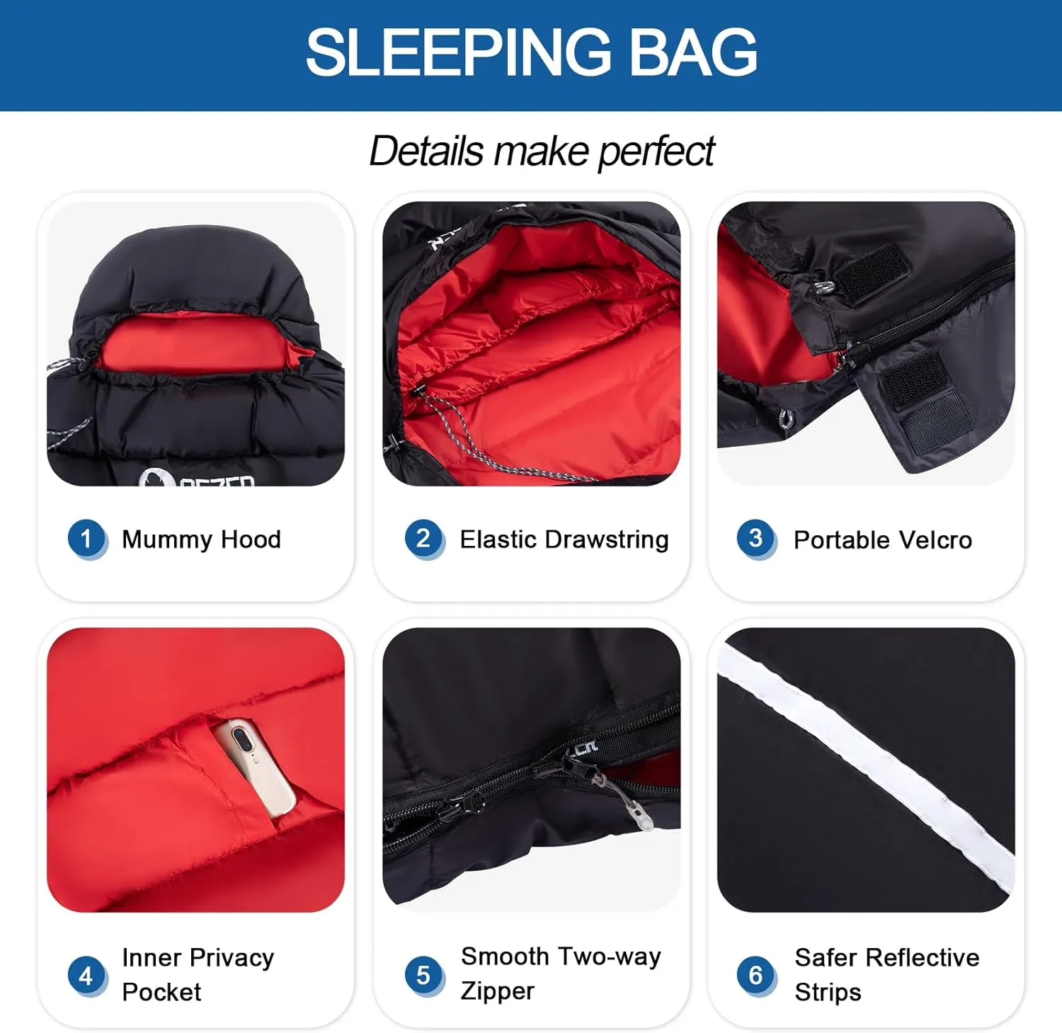 Rectangular Winter Sleeping Bag(QDE-1500)