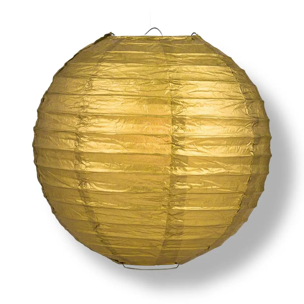 Red and Gold Party Pack Parallel Ribbed Paper Lantern Combo Set (12 pc Set)