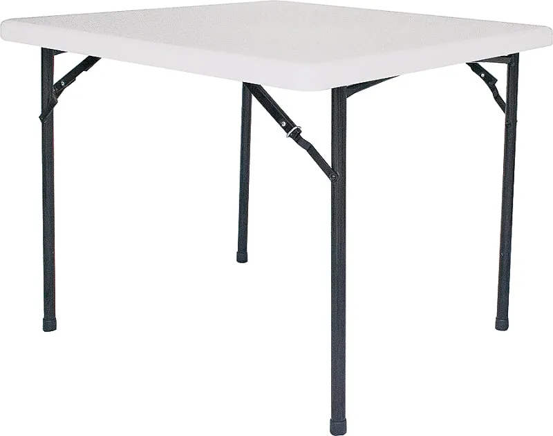 Simple Spaces BT036X001A Folding Table, 36 in OAW, 36 in OAD, 29-1/4 in OAH, Steel Frame, Polyethylene Tabletop :EA: QUANTITY: 1