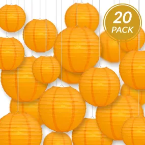 Ultimate 20pc Orange Paper Lantern Party Pack - Assorted Sizes of 6, 8, 10, 12 for Weddings, Birthday, Events and Decor