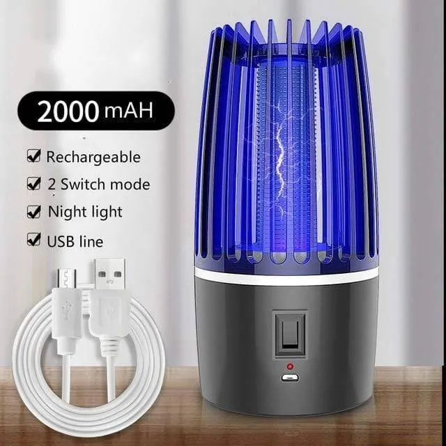 USB Rechargeable 2-in-1 LED Mosquito Killer Lamp - Portable Insect Zapper