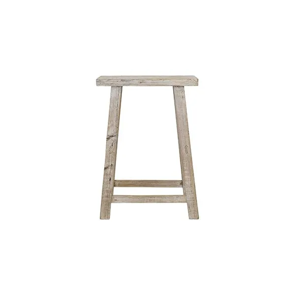 Vintage Elm Wood Square Bar Stool