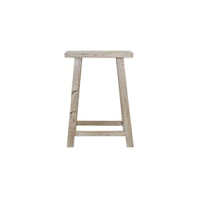Vintage Elm Wood Square Bar Stool