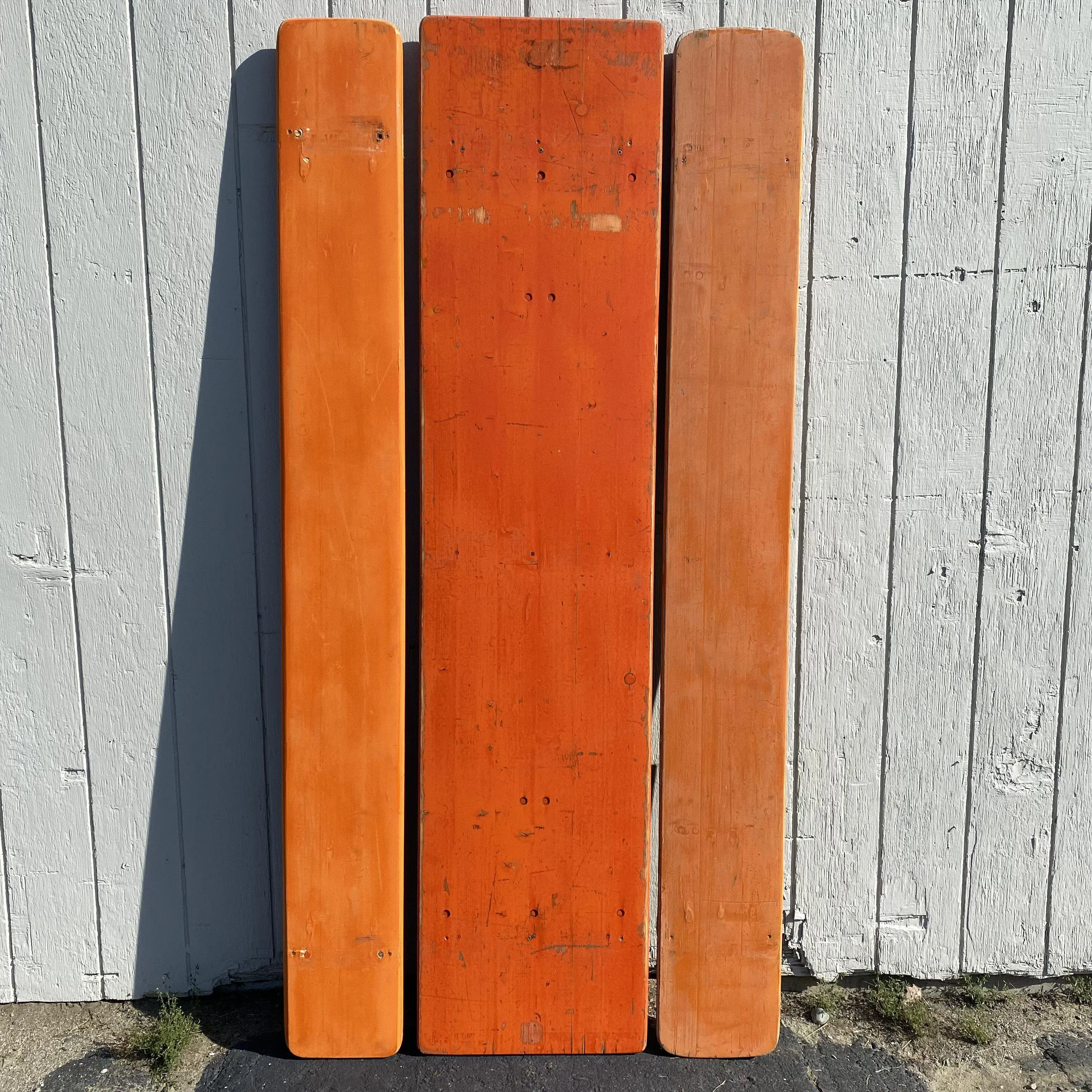 Vintage German Beer Garden Table and Benches Set Orange