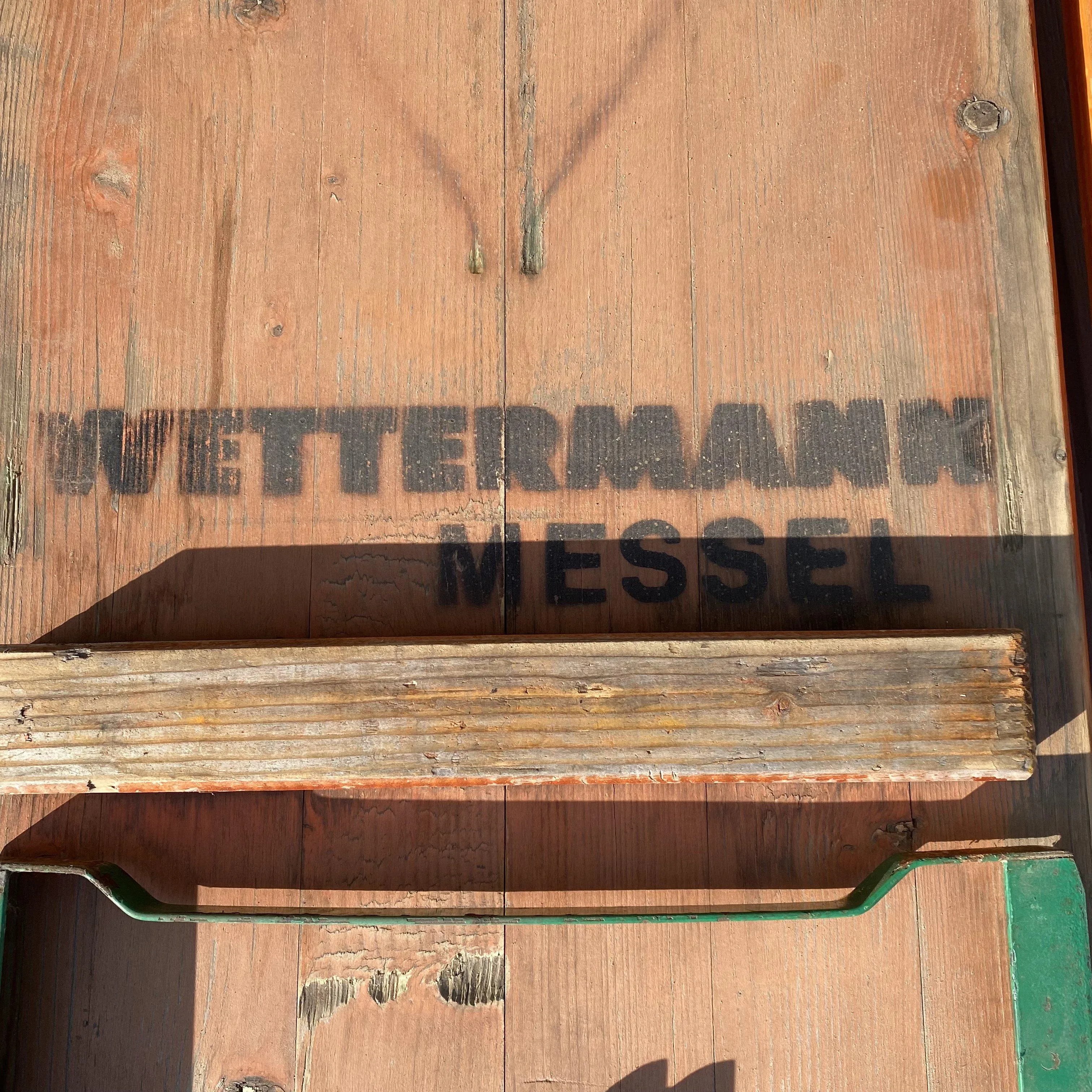 Vintage German Beer Garden Table and Benches Set Orange
